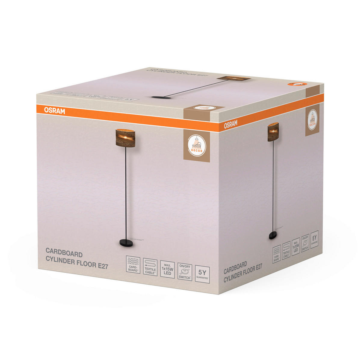 STEHLEUCHTE 30/160 cm    - Braun, Natur, Karton/Metall (30/160cm) - Osram