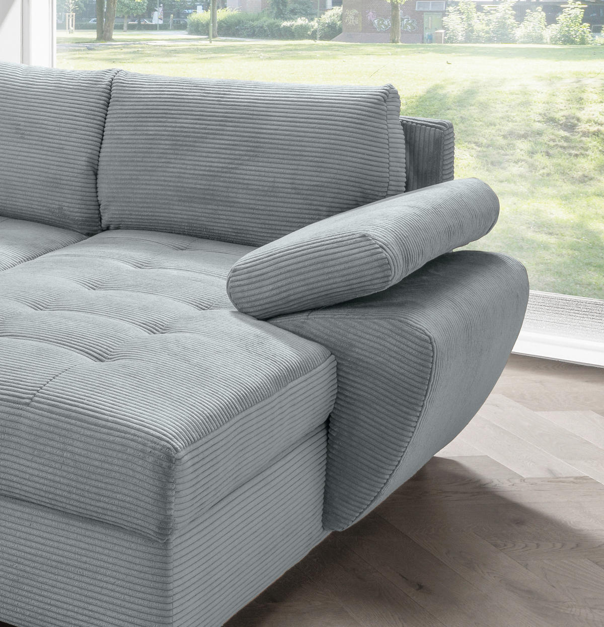 Wohnlandschaft tekstil  svijetlo plava   - boje kroma/svijetlo plava, Konvencionalno, tekstil/metal (219/305/157cm) - Livetastic