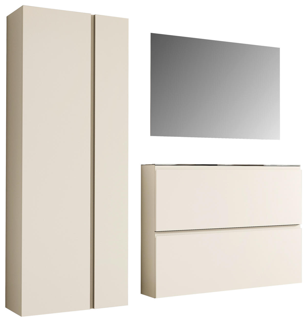 GARDEROBE 3-teilig  in 180/185/33 cm  - Sandfarben, Design, Glas/Holzwerkstoff (180/185/33cm) - Moderano
