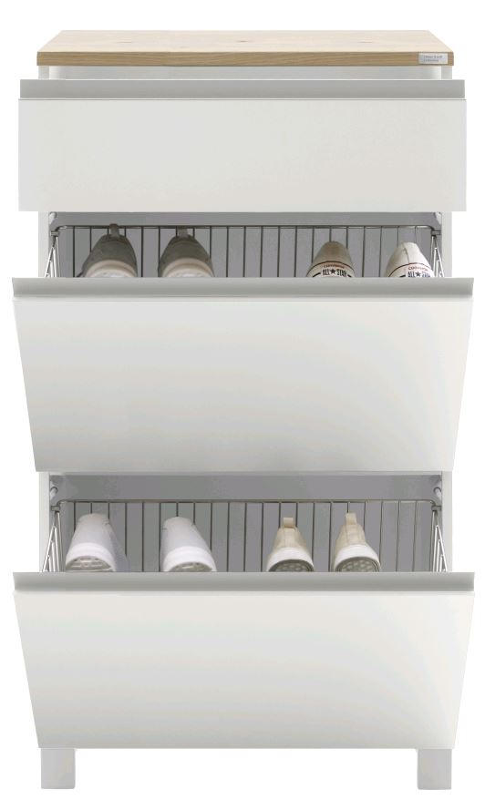 Thumbnail - Dieter Knoll Schuhkipper Dieter Knoll, Weiß, Eiche, Metall, Balkeneiche, furniert, 1 Schubladen, 60x108x31 cm, Made in G...