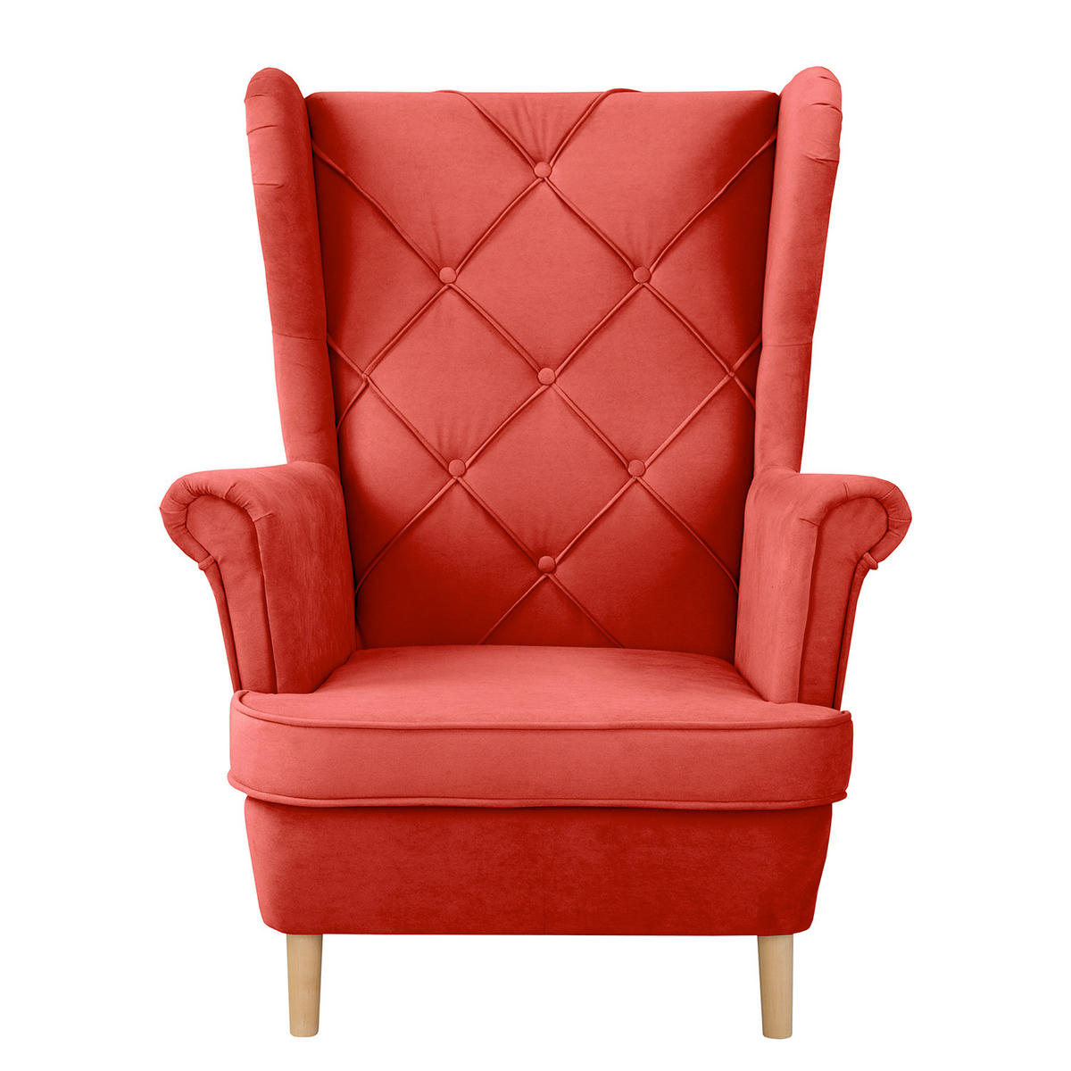 OHRENSESSEL Samt Rot  - Rot, Design, Holz/Textil (84/105/90cm) - P & B
