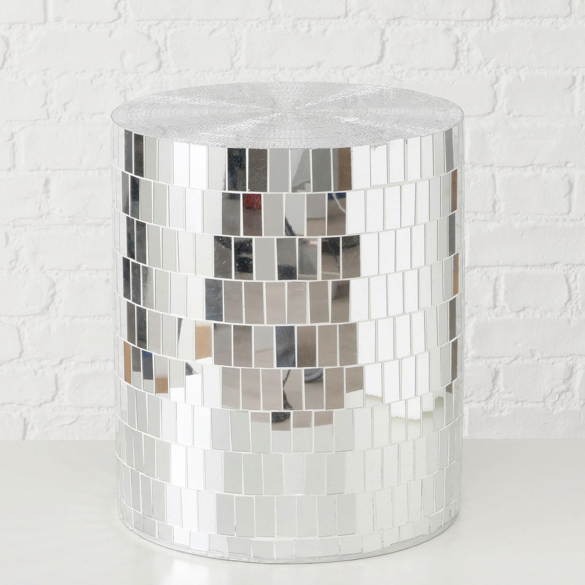 KISASZTAL műanyag, Üveg, kő 38/38/45 cm  - ezüstszínű, Basics, műanyag/kő (38/38/45cm)