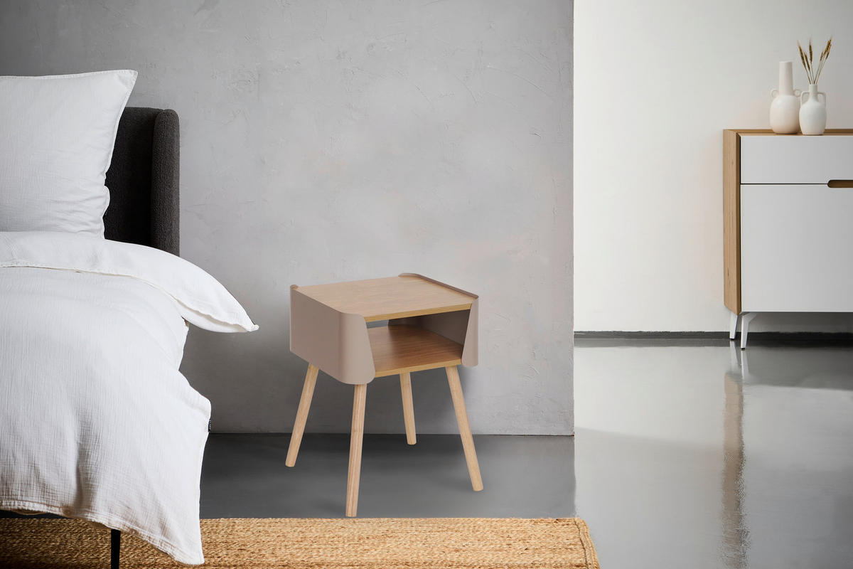 SÄNGBORD i massiv furu naturfärgad, beige  - beige/naturfärgad, Design, metall/trämaterial (40/54,5/39cm) - Xora