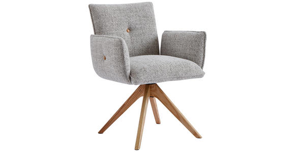 ARMLEHNSTUHL in Webstoff - Eichefarben/Beige, Design, Holz/Textil (63/63/82cm) - Novel