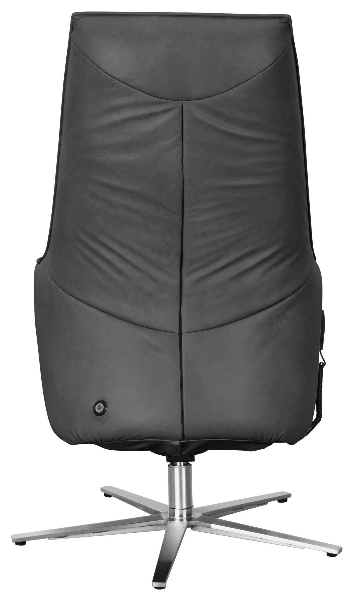 RELAXSESSEL in Leder Dunkelgrau  - Edelstahlfarben/Dunkelgrau, Design, Leder/Metall (70/120/88cm) - Himolla