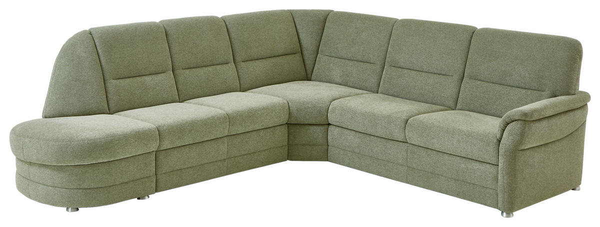 ECKSOFA  in Makramee Grün  - Alufarben/Grün, KONVENTIONELL, Textil/Metall (273/253cm) - Beldomo Comfort