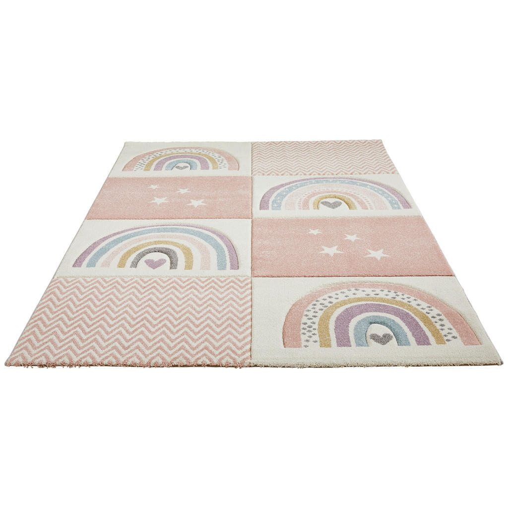 Thumbnail - Ben'n'jen Kinderteppich, Rosa, Textil, Regenbogen, rechteckig, 80x150 cm, Textiles Vertrauen - Oeko-Tex®, Bsci, DIN EN I...
