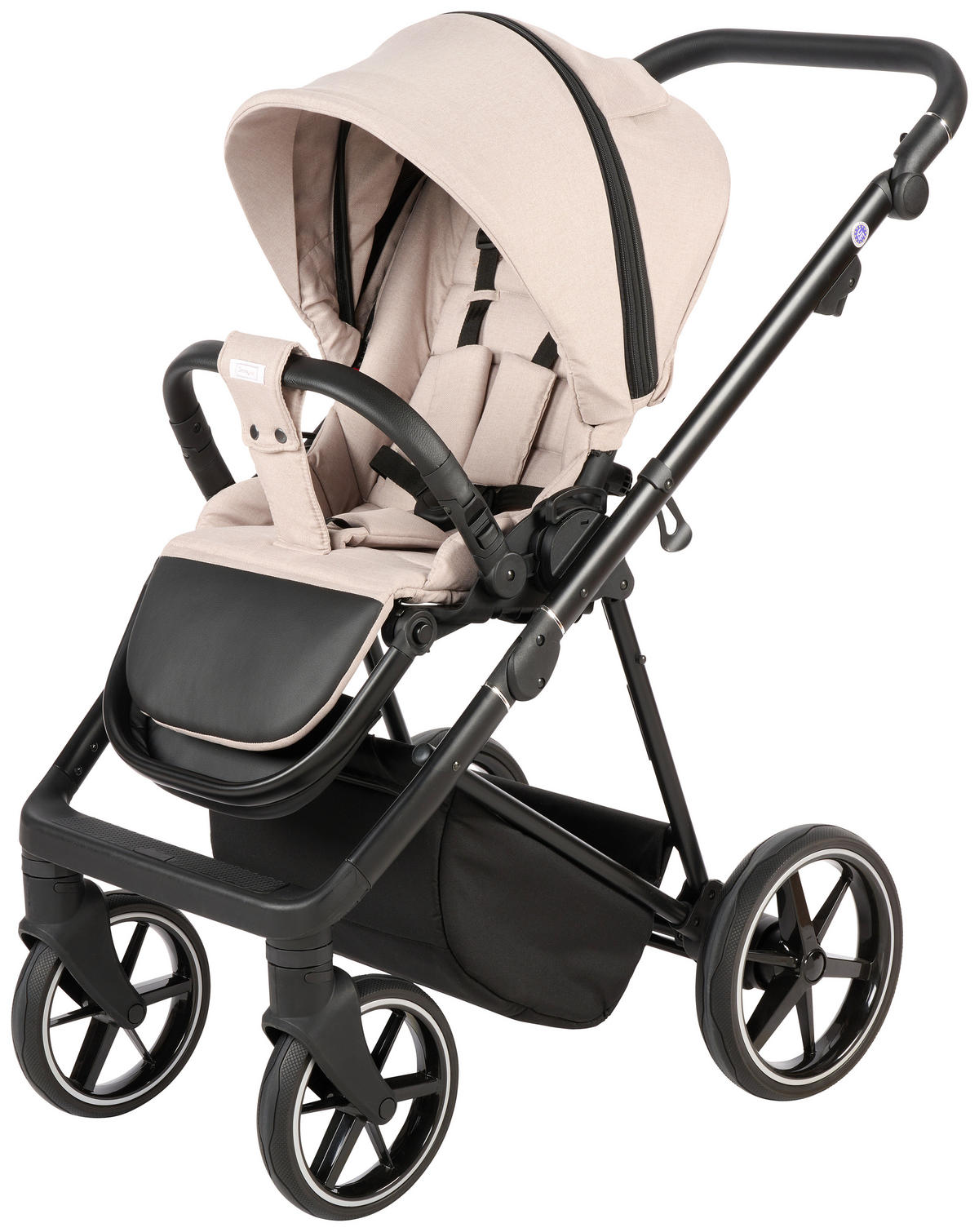 KINDERWAGENSET  - Taupe/Schwarz, Basics, Textil/Metall (57,5/116/101cm) - Jimmylee