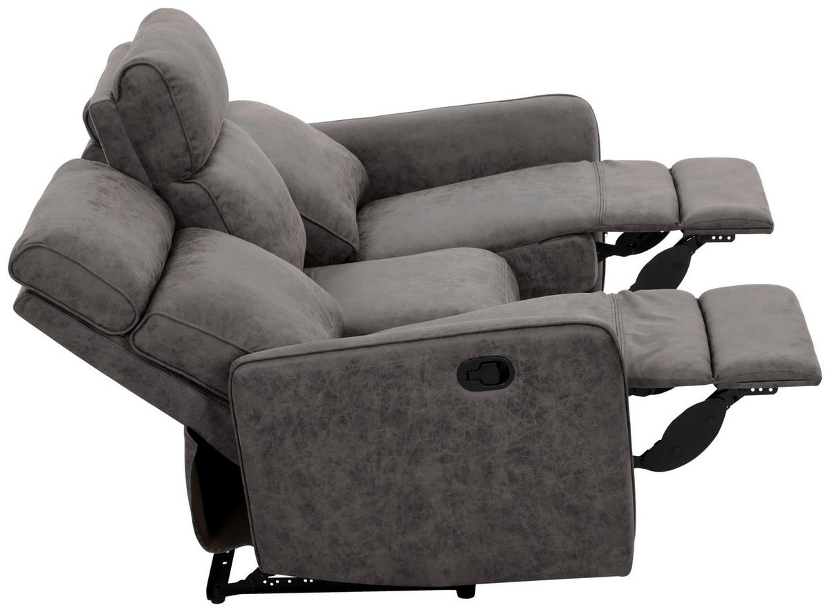 3-SITZER-SOFA Mikrofaser Grau  - Schwarz/Grau, Design, Holz/Kunststoff (185/105/93cm) - Livetastic