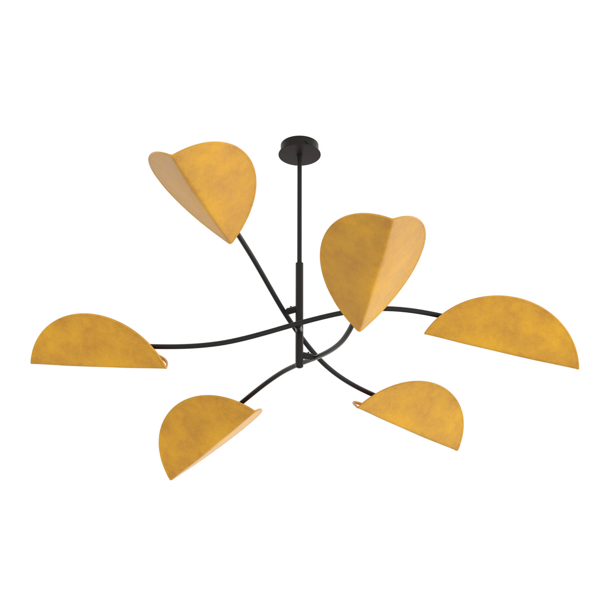 XXXLutz Deckenleuchte Lotus Senfgelb, Schwarz 105x59x105 cm