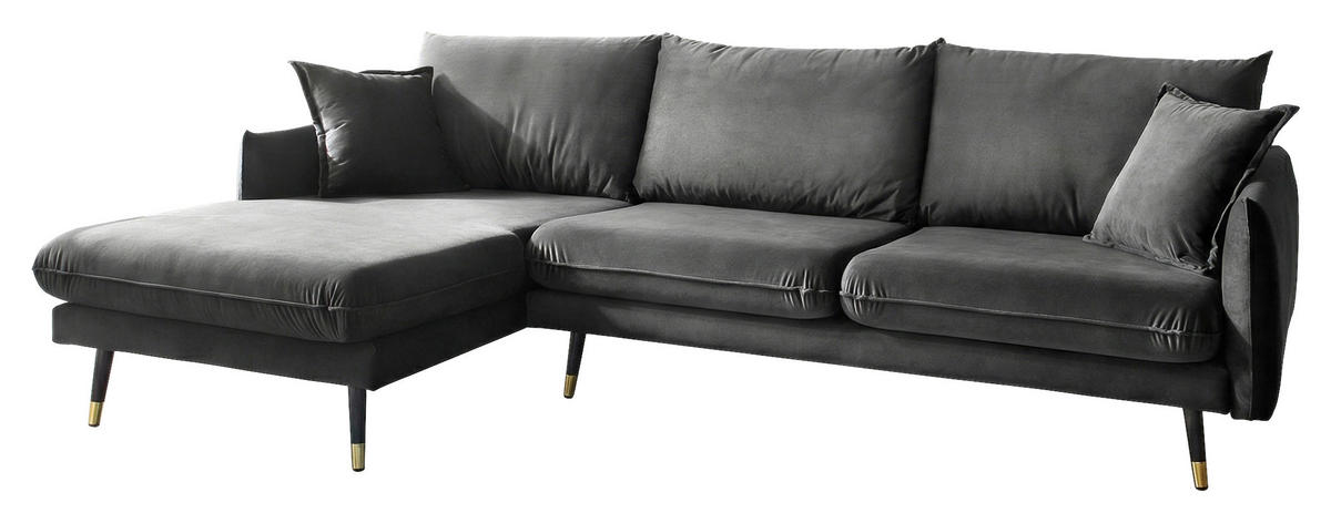 ECKSOFA Eckteil  ROSSANA-REC.2S Anthrazit Samt  - Anthrazit, MODERN, Holz/Textil (258/160cm) - MID.YOU