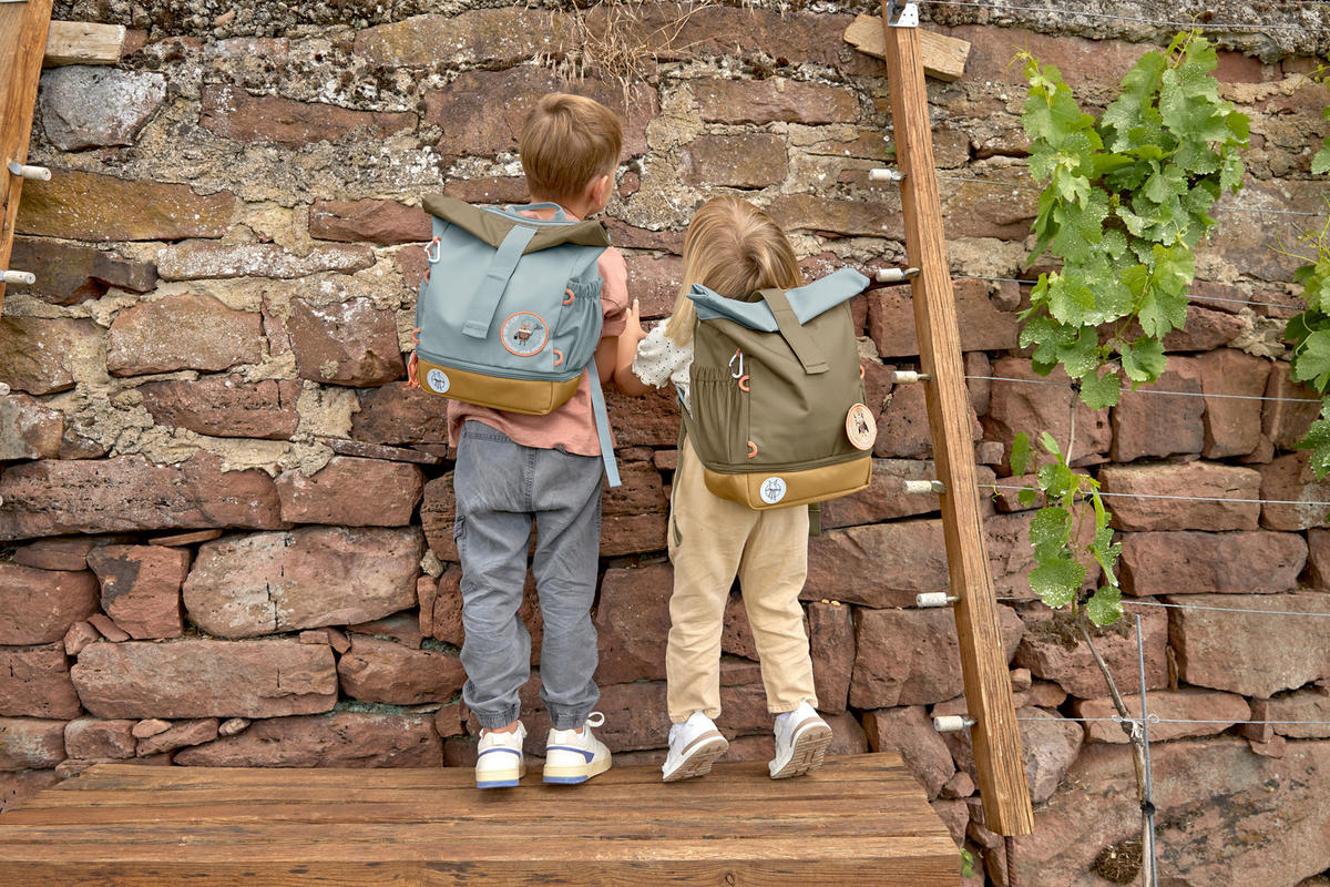 KINDERRUCKSACK Rolltop  - Olivgrün, Basics, Textil (23/11/32,5cm) - Lässig