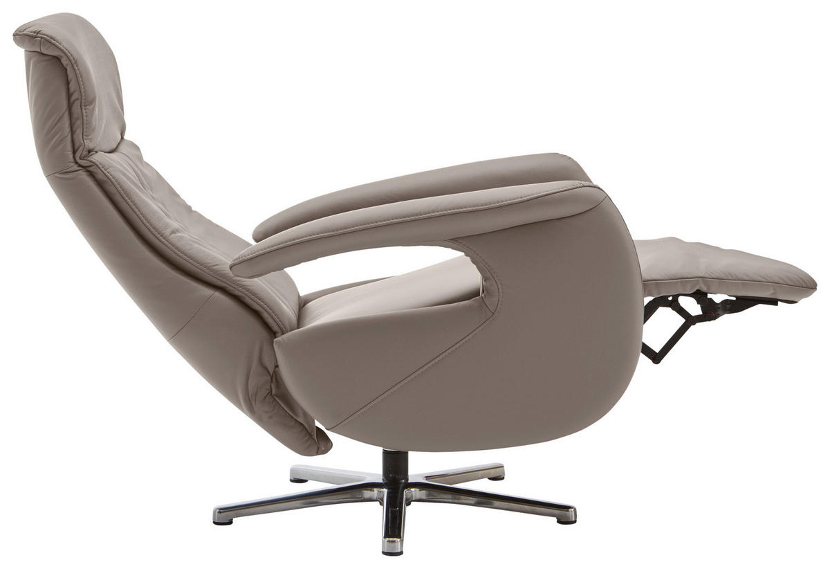 RELAXSESSEL Echtleder    - Chromfarben/Grau, Design, Leder/Metall (71/110/83cm) - Beldomo Speed