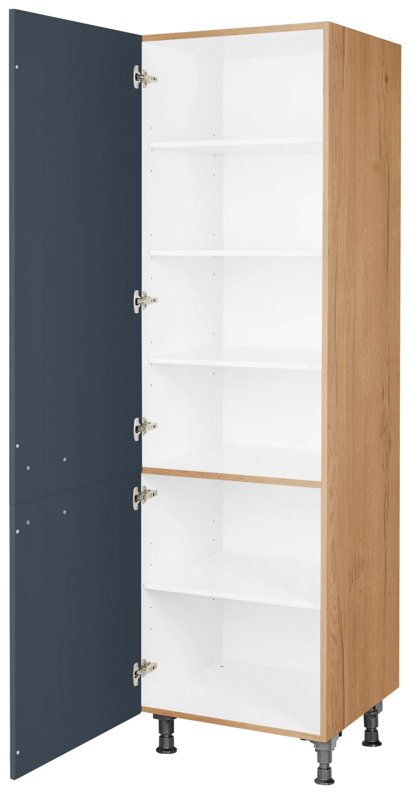GESCHIRRSCHRANK 60/216,6/58 cm  in Blau, Eichefarben  - Blau/Eichefarben, MODERN, Holzwerkstoff/Metall (60/216,6/58cm) - Nobilia