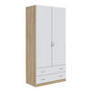 DREHTÜRENSCHRANK in Weiss, Sonoma Eiche  - Weiss/Silberfarben, Design, Holzwerkstoff/Metall (91/197/54cm) - Boxxx