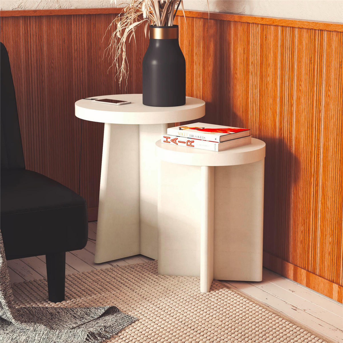 BEISTELLTISCH Beige rund  - Beige, Design, Papier/Holzwerkstoff (50/62cm) - MID.YOU