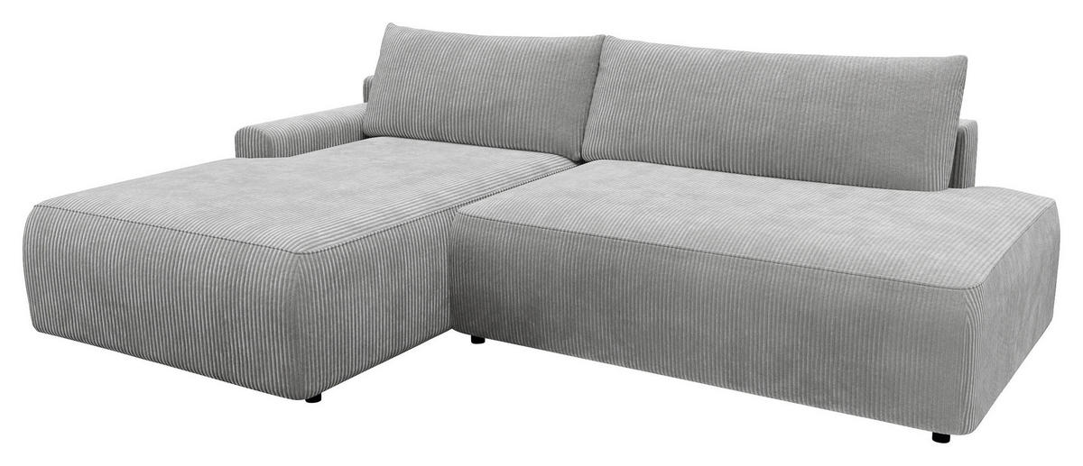 ECKSCHLAFSOFA in Cord Dunkelgrau  - Dunkelgrau/Schwarz, Modern, Kunststoff/Textil (167/253cm) - Trendmanufaktur