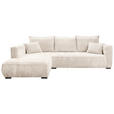 ECKSOFA  in Cord Creme  208/322 cm  - Creme/Schwarz, MODERN, Holz/Textil (208/322cm) - Carryhome