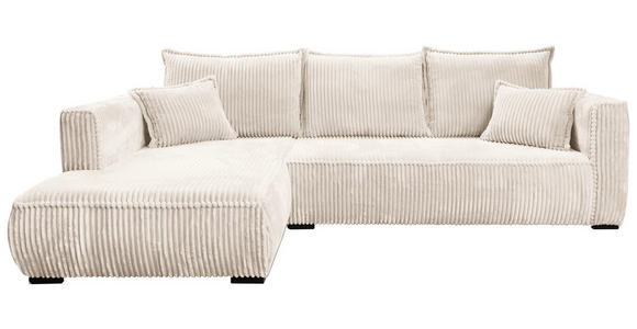 ECKSOFA  in Cord Creme  208/322 cm  - Creme/Schwarz, MODERN, Holz/Textil (208/322cm) - Carryhome