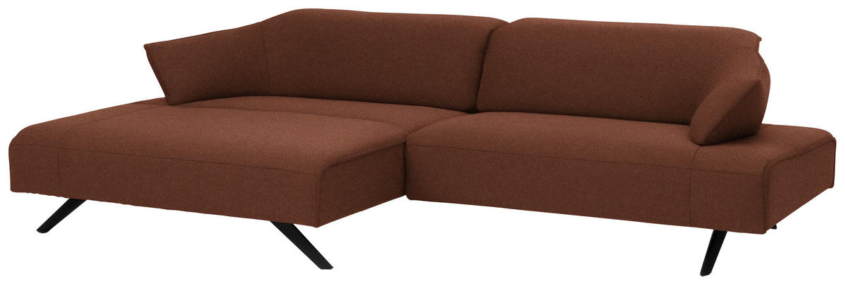 ECKSOFA in Struktur Terracotta  165/276 cm  - Anthrazit/Terracotta, Design, Textil/Metall (165/276cm) - Himolla
