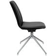 STUHL  in Aluminium Echtleder pigmentiert Metall, Leder  - Schwarz/Alufarben, Design, Leder/Metall (46/81,5-84,5/55cm) - Johann Jakob