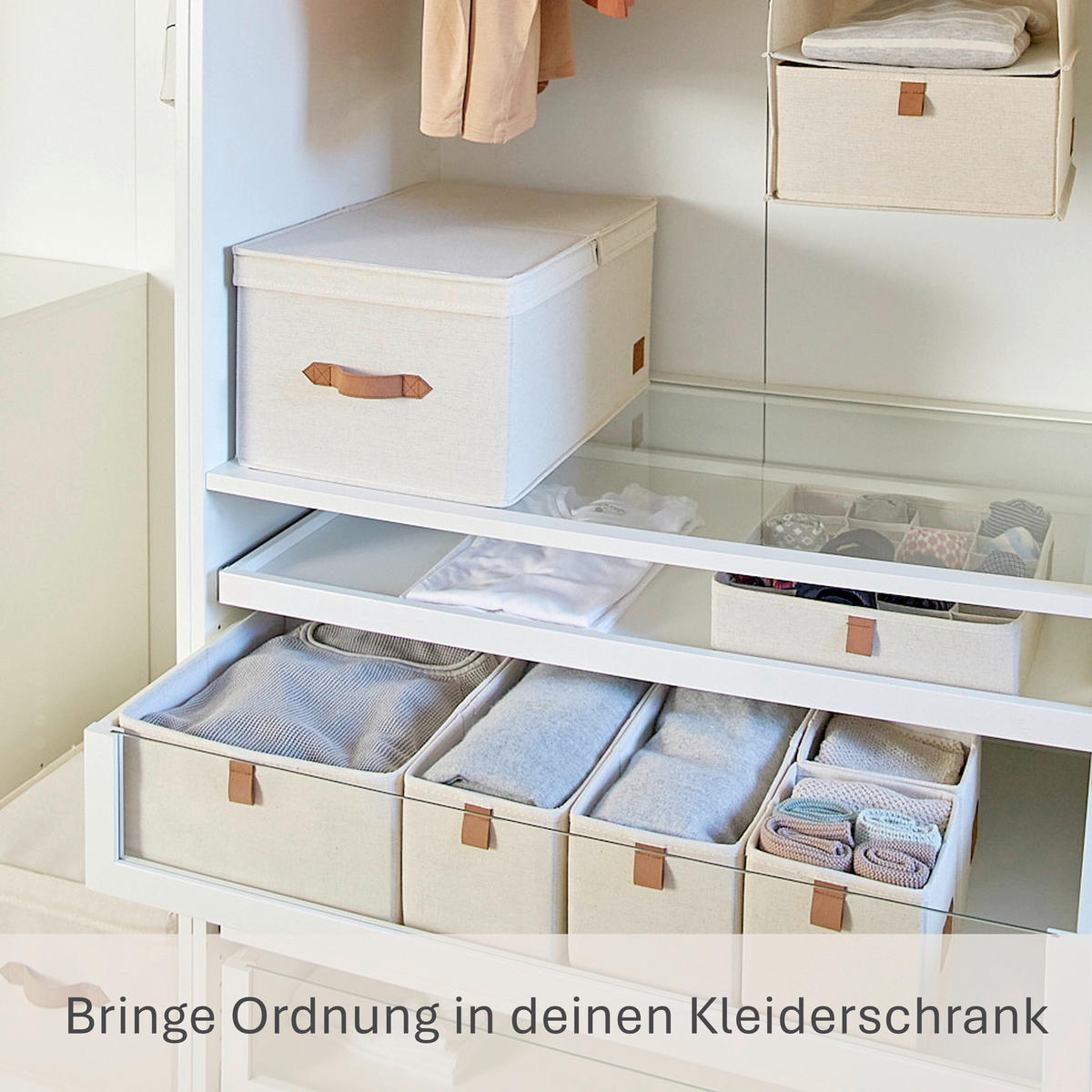 BOX MIT DECKEL Premium  - Beige, Basics, Textil (50/33/24cm) - Store It