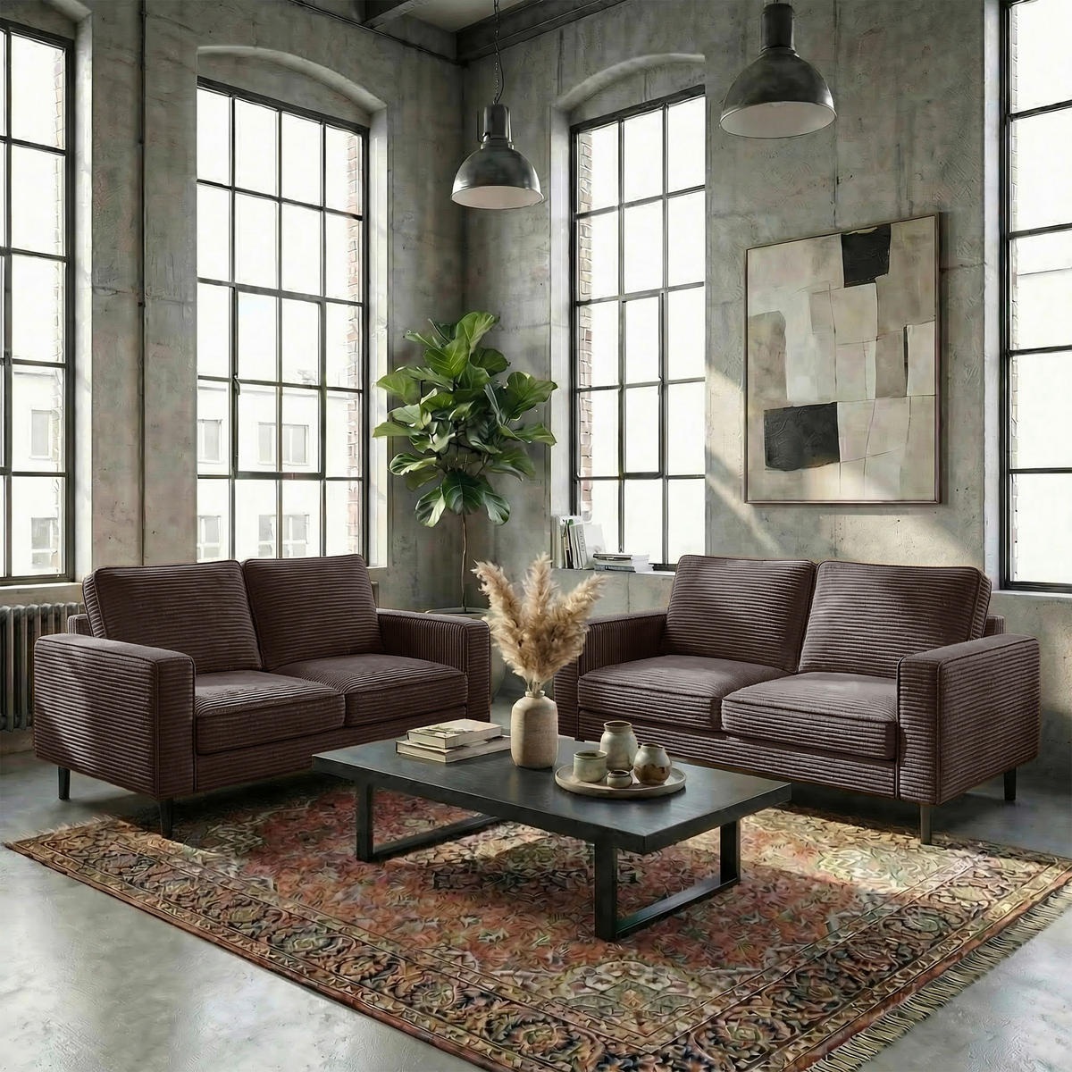 3-SITZER-SOFA Cord Taupe  - Taupe/Schwarz, Design, Textil/Metall (188/85/92cm) - Livetastic