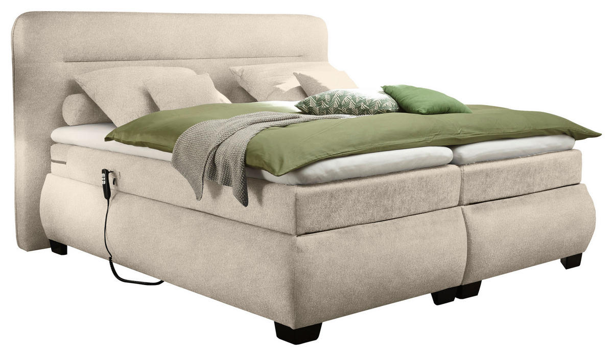 BOXSPRINGBETT 180/200 cm  in Sandfarben  - Sandfarben/Schwarz, Konventionell, Kunststoff/Textil (180/200cm) - MID.YOU
