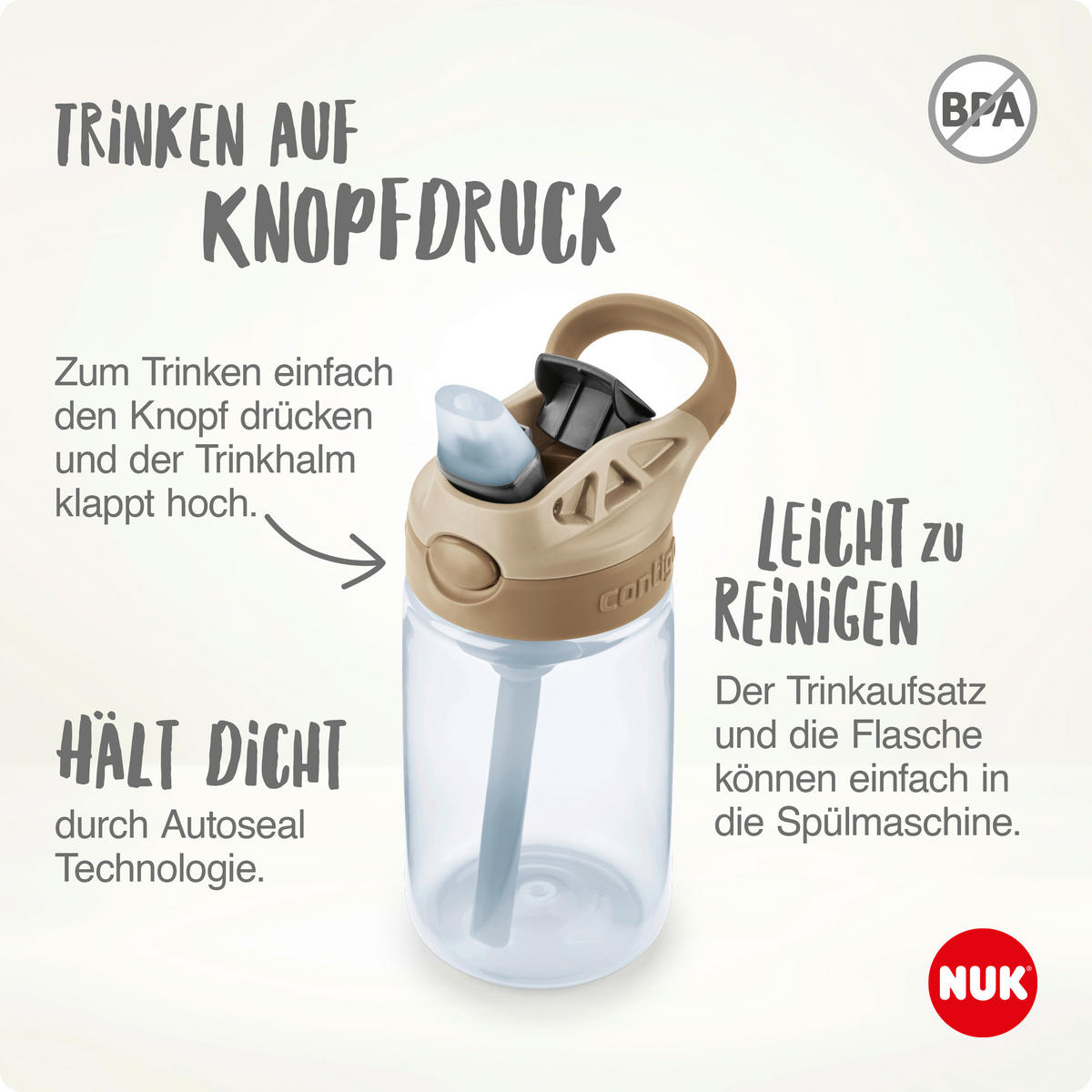 TRINKHALMBECHER - Türkis/Transparent, Basics, Kunststoff (9,8/7,5/17,8cm) - NUK