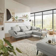 ECKSOFA  in Flachgewebe Silberfarben Armteilverstellung, Relaxfunktion, Drehsitzfunktion  255-365/175-224 cm  - Silberfarben/Schwarz, Design, Textil/Metall (255-365/175-224cm) - Dieter Knoll