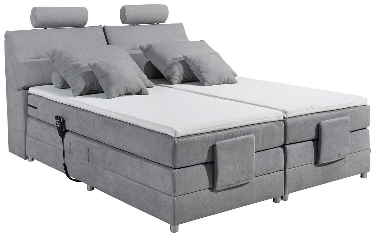 BOXSPRINGBETT 180/200 cm  in Hellgrau  - Silberfarben/Hellgrau, MODERN, Holzwerkstoff/Kunststoff (180/200cm) - MID.YOU
