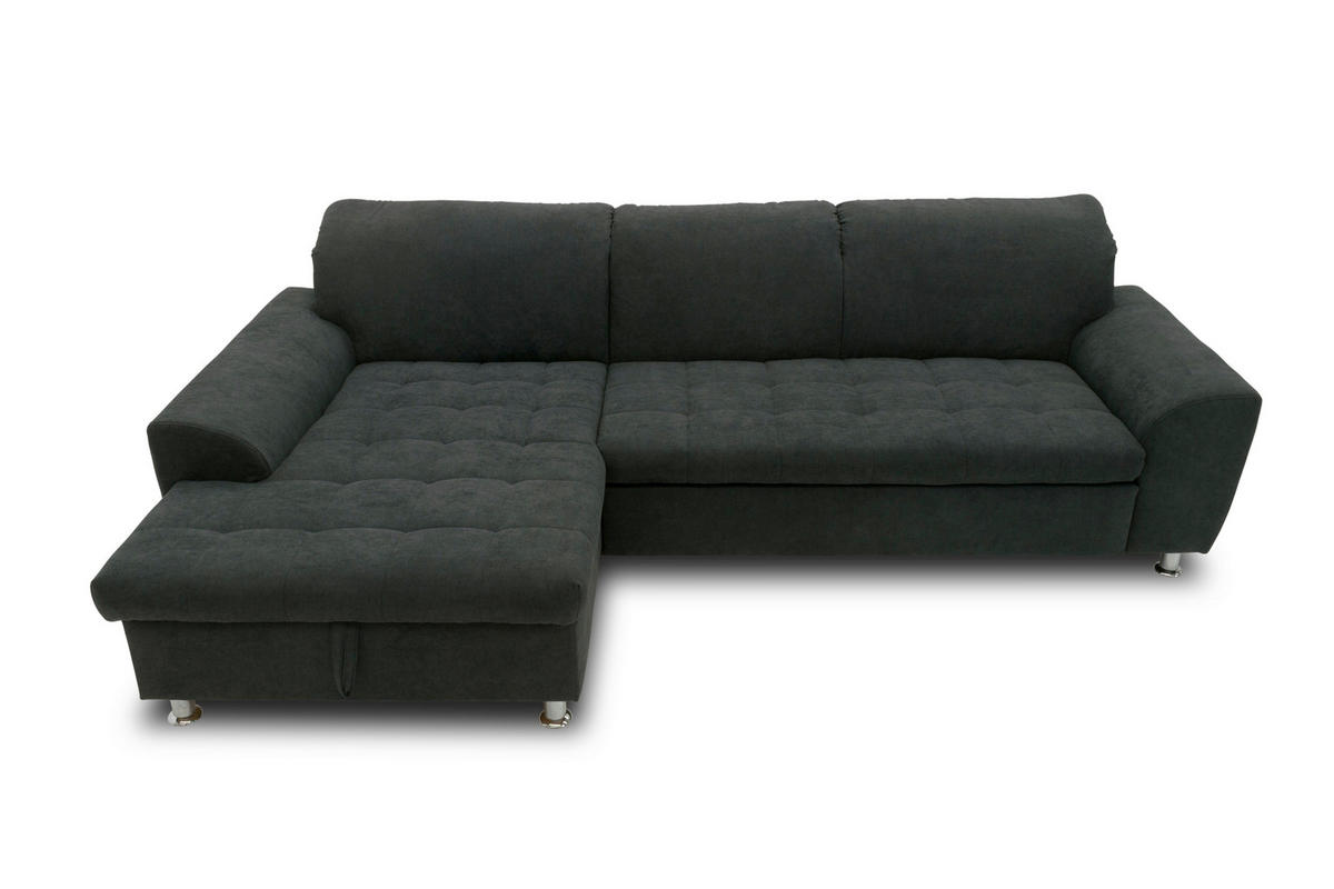 ECKSOFA MERIDIAN Schwarz Mikrofaser Rücken echt  - Chromfarben/Schwarz, KONVENTIONELL, Textil/Metall (171/278cm) - MID.YOU