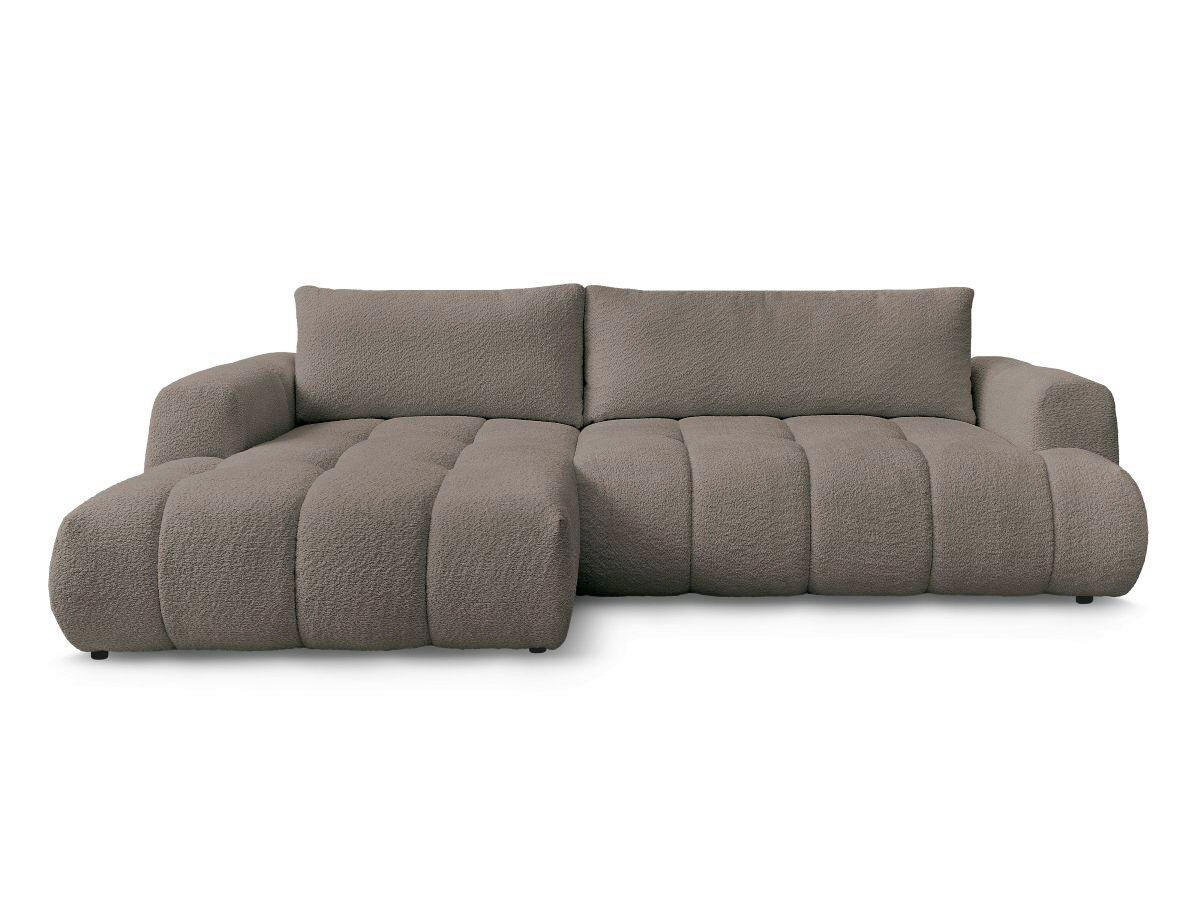 ECKSCHLAFSOFA FUJI Bouclé Taupe  inkl.  - Taupe/Schwarz, MODERN, Kunststoff/Textil (160/292cm)