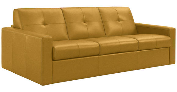 SCHLAFSOFA Bard in Echtleder Currygelb  - Currygelb/Schwarz, KONVENTIONELL, Leder/Kunststoff (206/81/96cm) - Novel