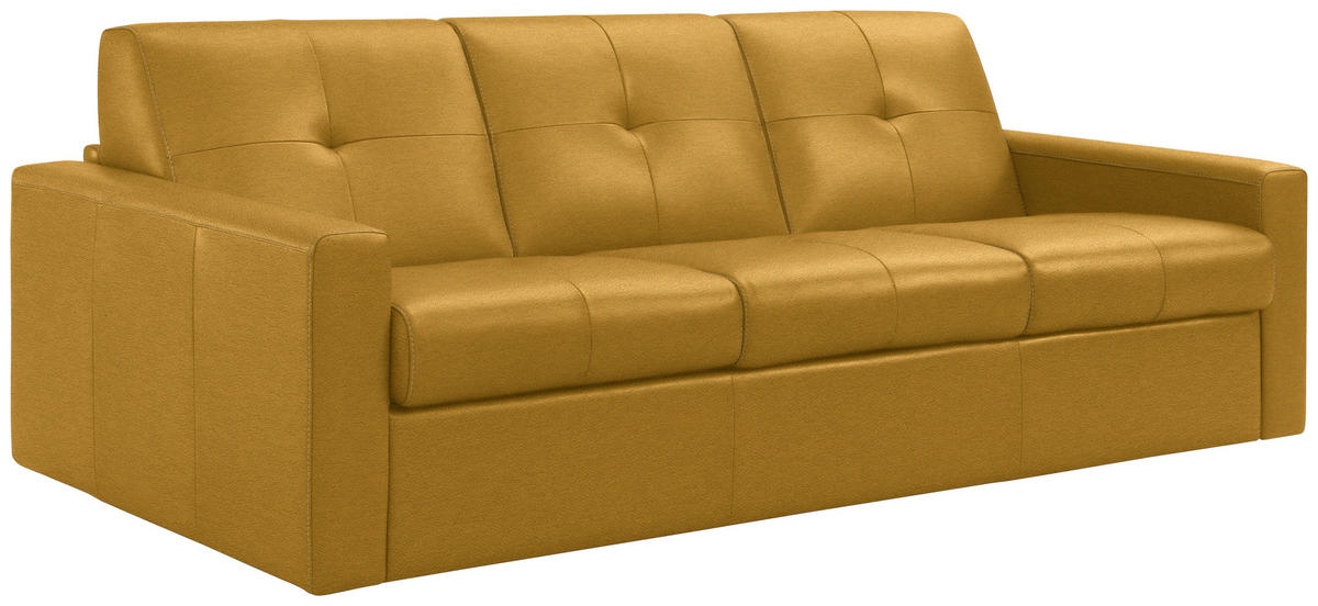 SCHLAFSOFA Bard in Echtleder Currygelb  - Currygelb/Schwarz, KONVENTIONELL, Leder/Kunststoff (206/81/96cm) - Novel