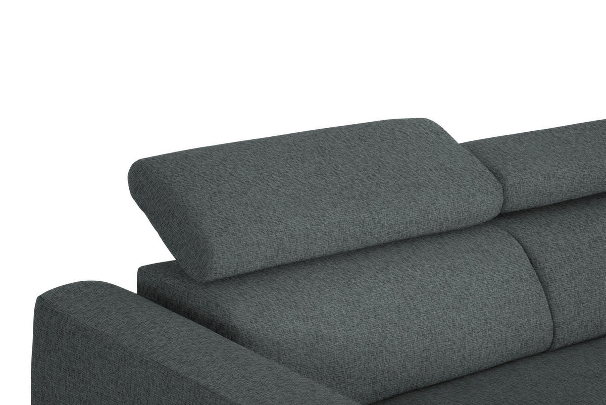 ECKSOFA in Chenille Grau  280/205 cm  - Schwarz/Grau, Design, Textil/Metall (280/205cm) - Xora