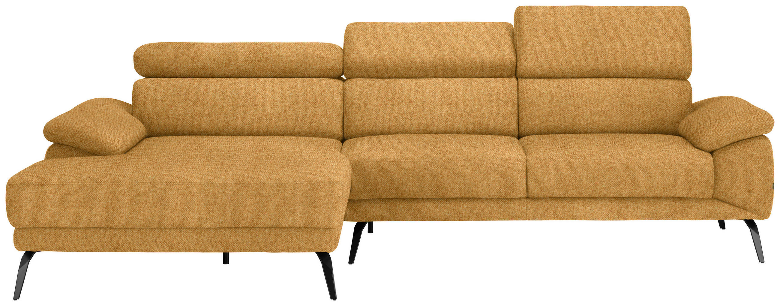 ECKSOFA in Velours Currygelb  187/295 cm  - Currygelb/Schwarz, Design, Textil/Metall (187/295cm) - Novel