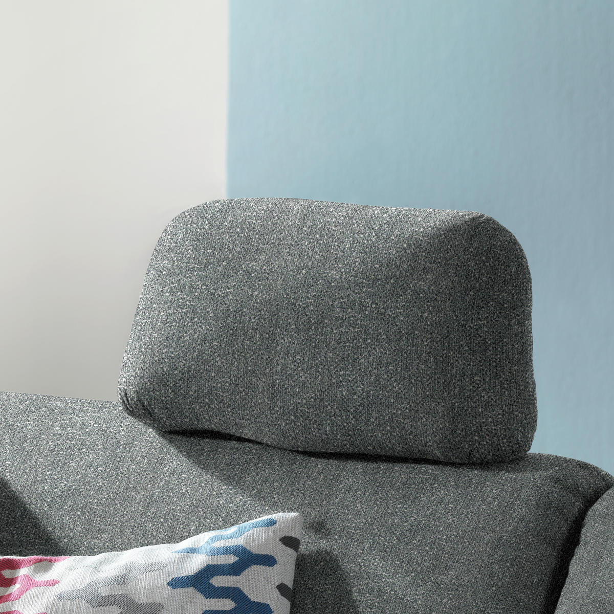 ECKSOFA  in Mikrovelours Graugrün  227/208 cm  - Eichefarben/Rot, KONVENTIONELL, Holz/Textil (227/208cm) - Sedda