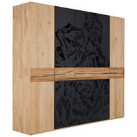 DREHTÜRENSCHRANK 249,6/222/57 cm,  in Graphitfarben, Eichefarben, 5-türig  - Eichefarben/Graphitfarben, KONVENTIONELL, Glas/Holz (249,6/222/57cm) - Valdera