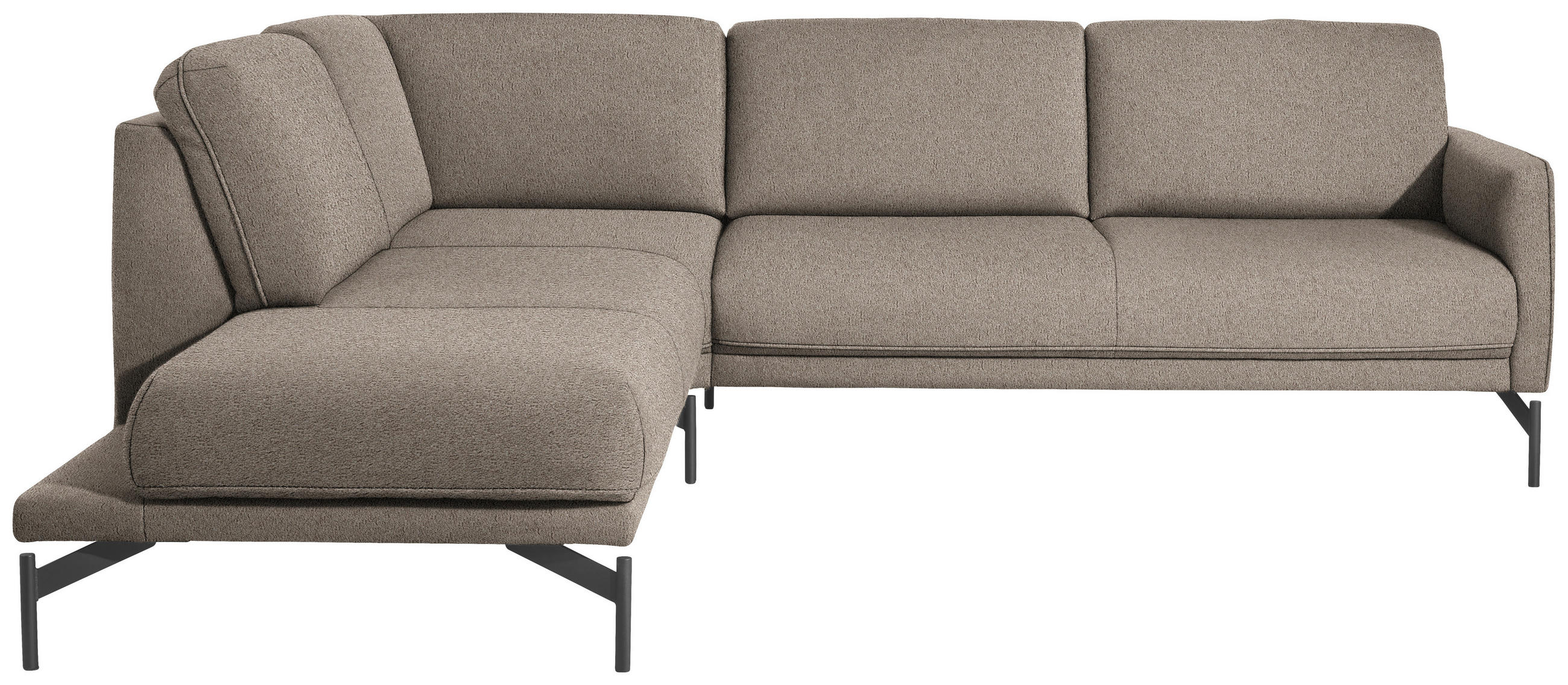 ECKSOFA in Flachgewebe, Struktur Hellbraun  230/254 cm  - Hellbraun/Anthrazit, Design, Textil/Metall (230/254cm) - Johann Jakob