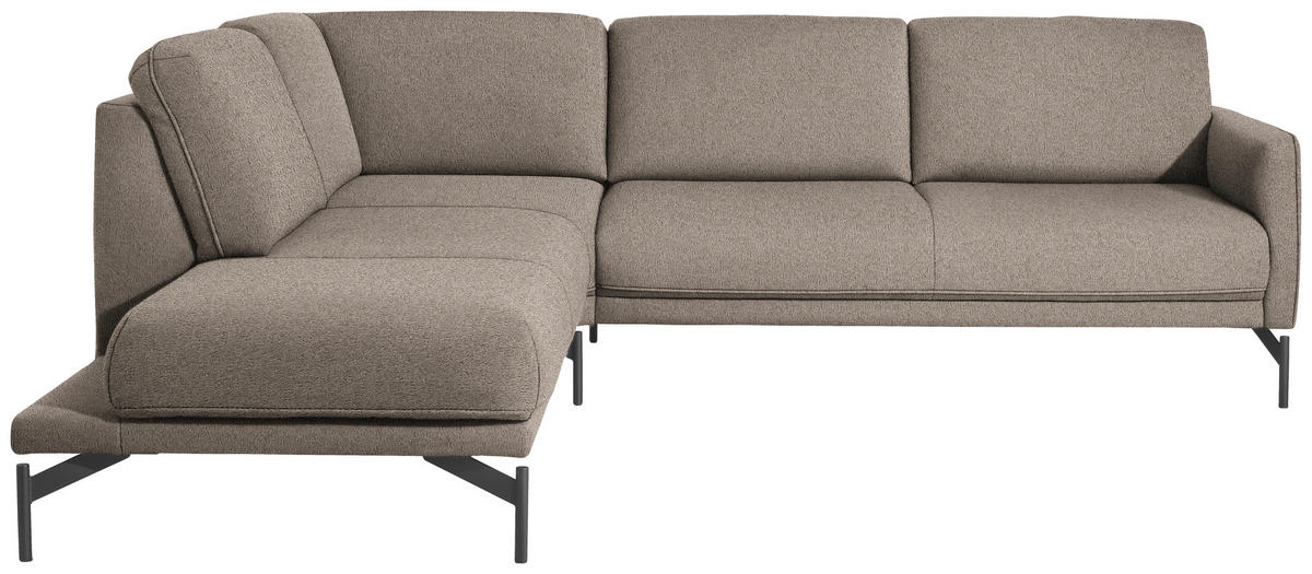 ECKSOFA in Flachgewebe, Struktur Hellbraun  230/254 cm  - Hellbraun/Anthrazit, Design, Textil/Metall (230/254cm) - Johann Jakob