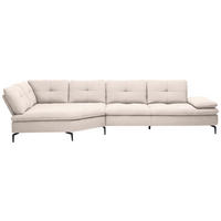 ECKSOFA in Flachgewebe Creme  - Creme/Schwarz, Design, Textil/Metall (159/344cm) - Chilliano