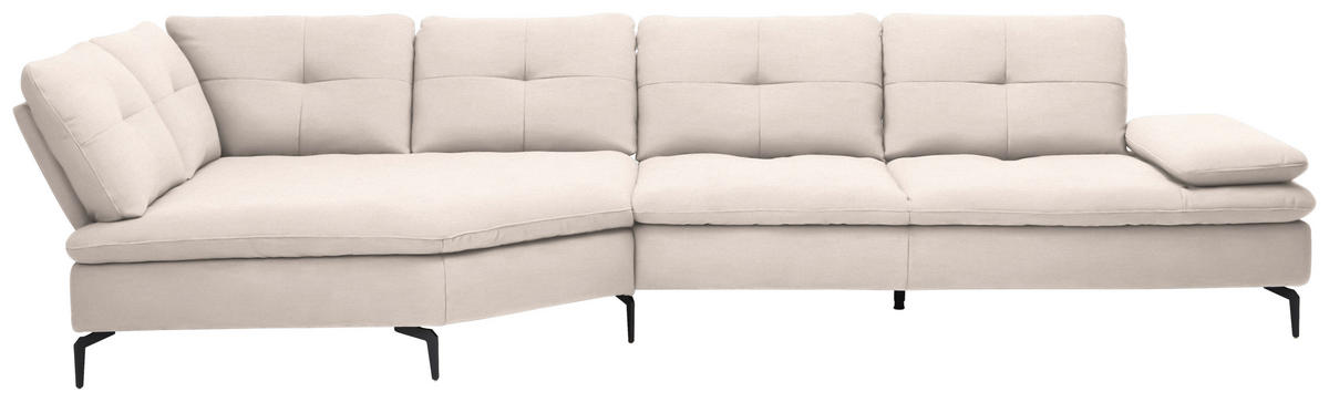 ECKSOFA in Flachgewebe Creme  - Creme/Schwarz, Design, Textil/Metall (159/344cm) - Chilliano