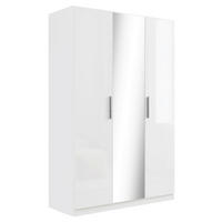 DREHTÜRENSCHRANK 135/210/54 cm 3-türig Weiß Hochglanz, Weiß  - Chromfarben/Weiß Hochglanz, KONVENTIONELL, Glas/Holzwerkstoff (135/210/54cm) - home24