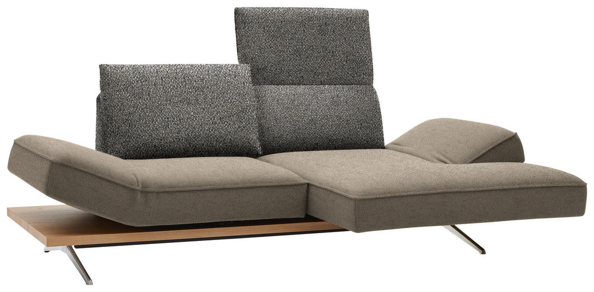 ECKSOFA in Flachgewebe Beige  - Chromfarben/Beige, Design, Holz/Textil (240/132cm) - Koinor