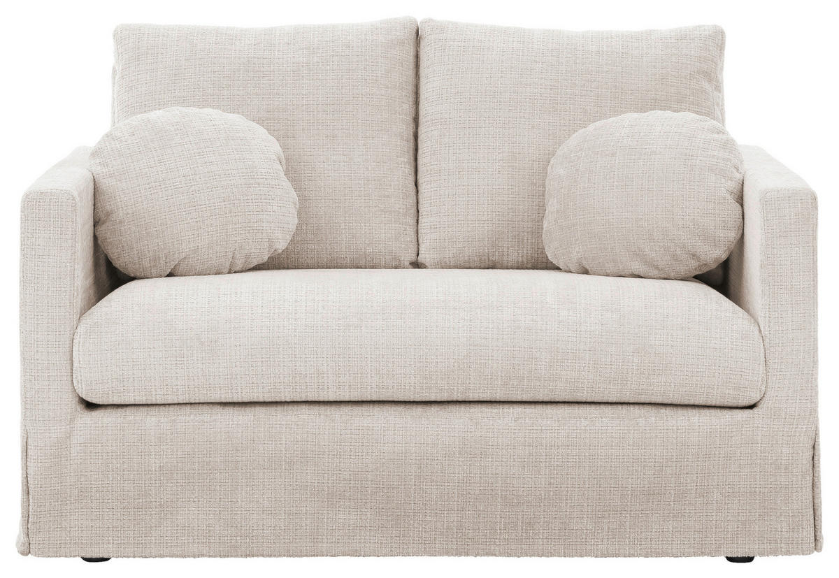 2-SITZER-SOFA PAPHOS in Chenille Creme  - Creme/Schwarz, Design, Kunststoff/Textil (140/89/95cm) - P & B