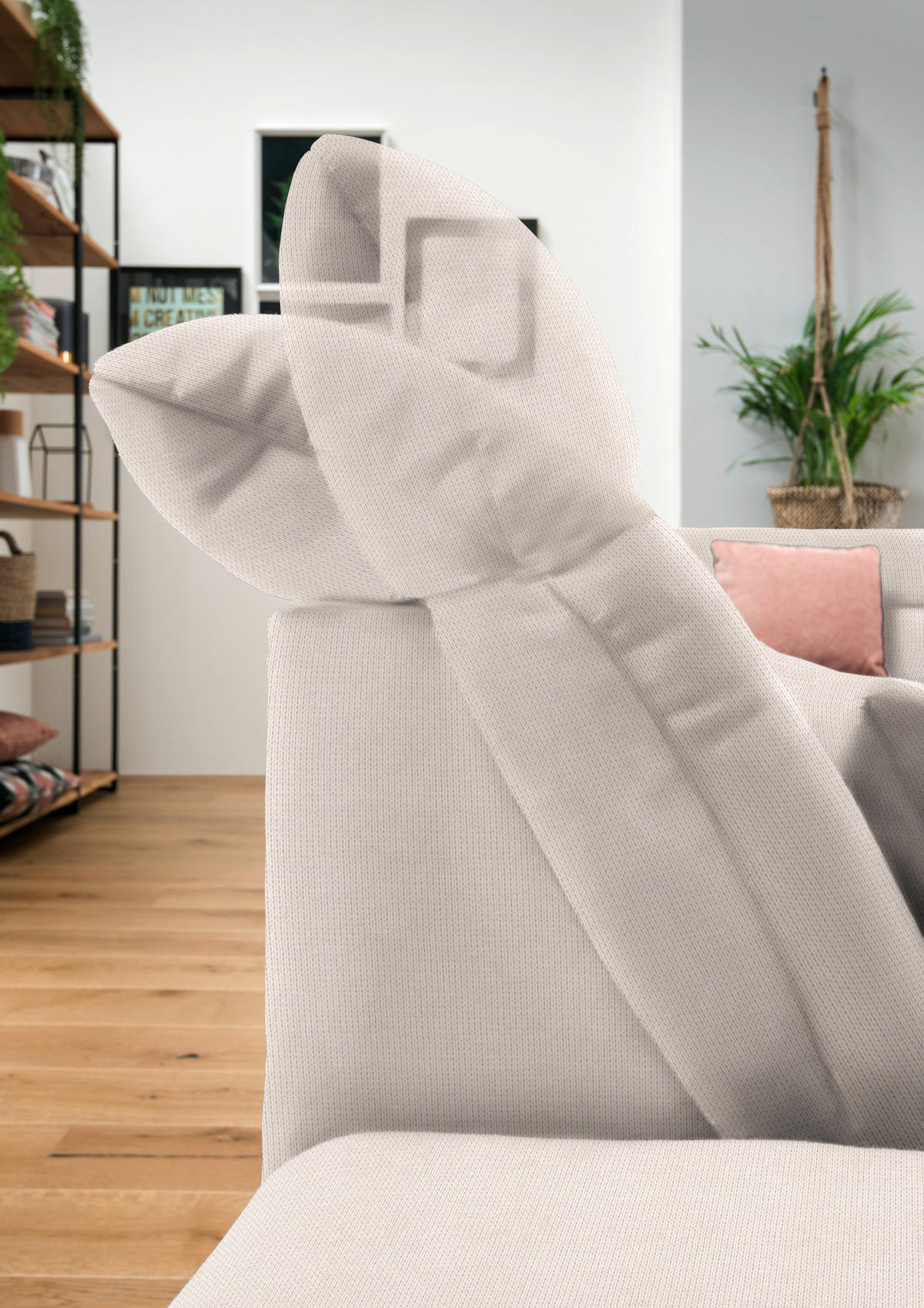 WOHNLANDSCHAFT in Mikrofaser Ecru  - Chromfarben/Ecru, Design, Kunststoff/Textil (204/350/211cm) - Xora