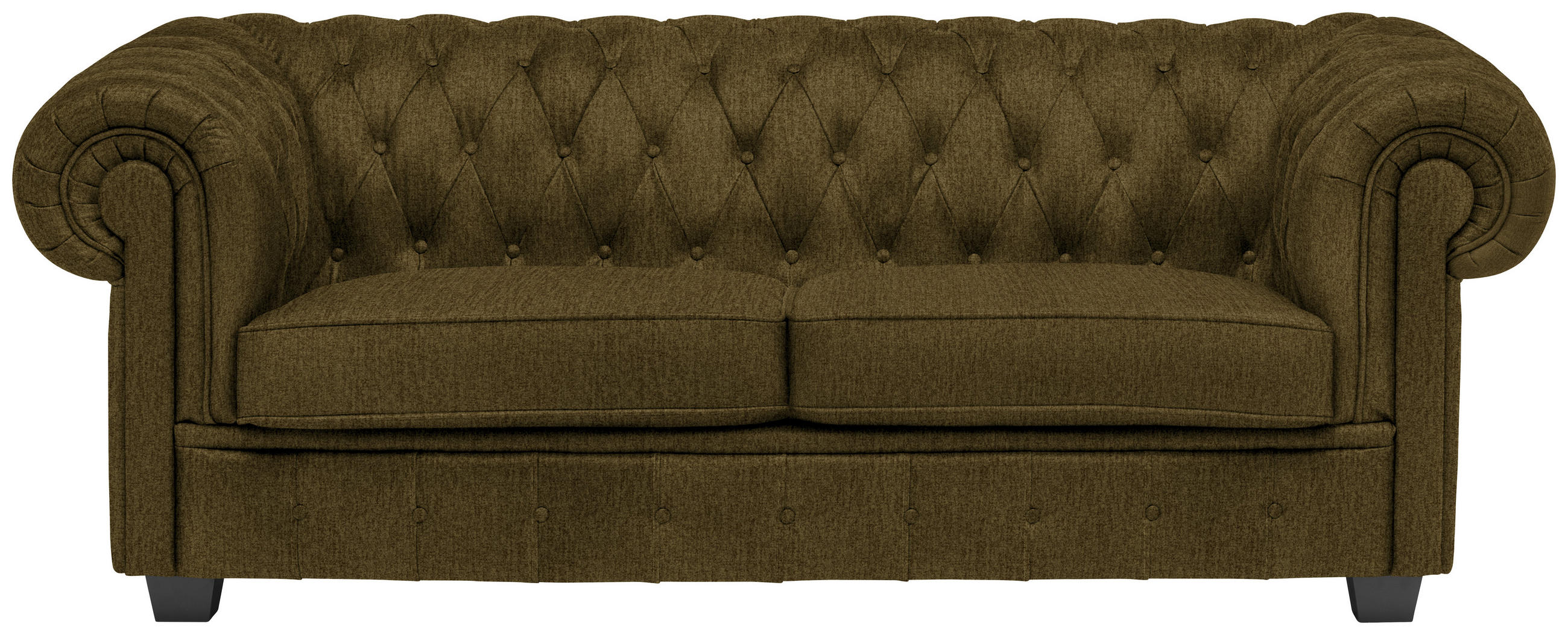 CHESTERFIELD-SOFA in Webstoff Khaki  - Wengefarben/Khaki, LIFESTYLE, Holz/Textil (206/76,5/96cm) - Landscape