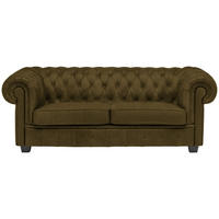 CHESTERFIELD-SOFA in Webstoff Khaki  - Wengefarben/Khaki, Lifestyle, Holz/Textil (206/76,5/96cm) - Landscape