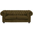CHESTERFIELD-SOFA Webstoff Khaki  - Wengefarben/Khaki, LIFESTYLE, Holz/Textil (206/76,5/96cm) - Landscape